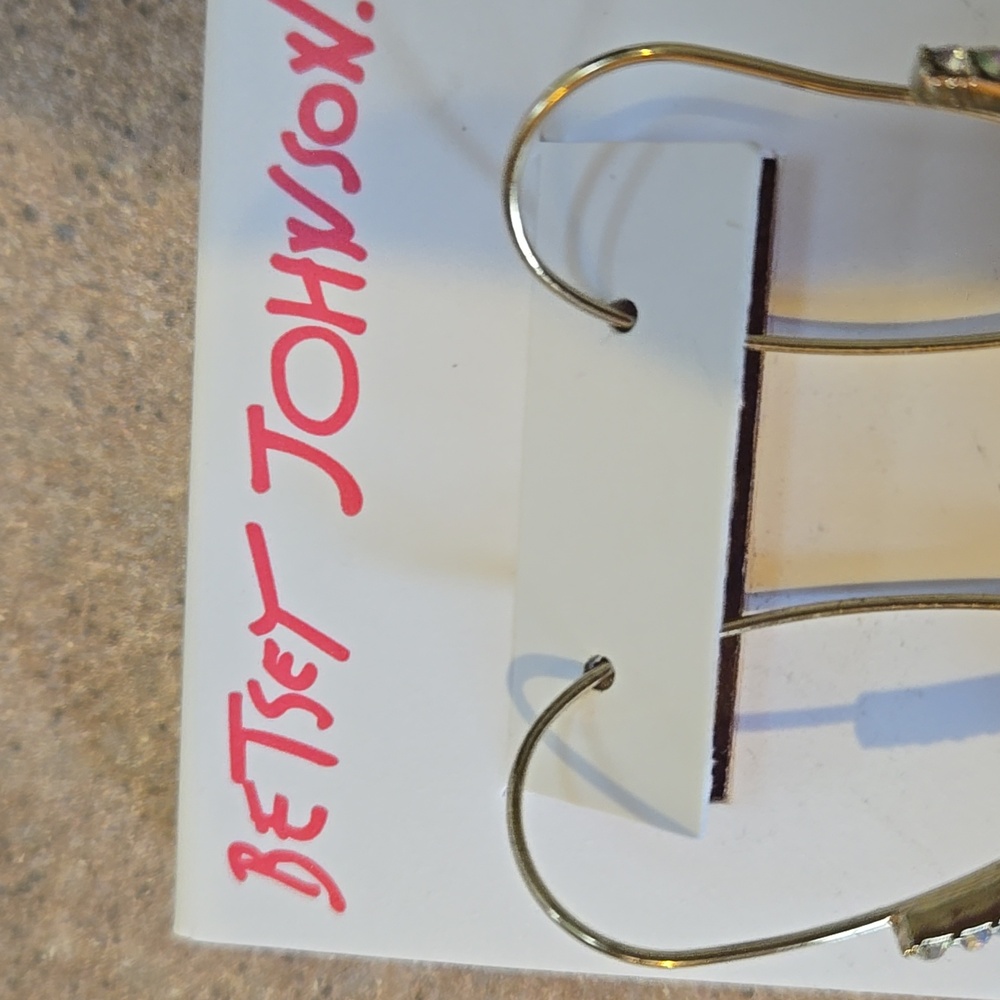 Betsey Johnson Glitter Heart Dangle Earrings - Picture 2 of 8